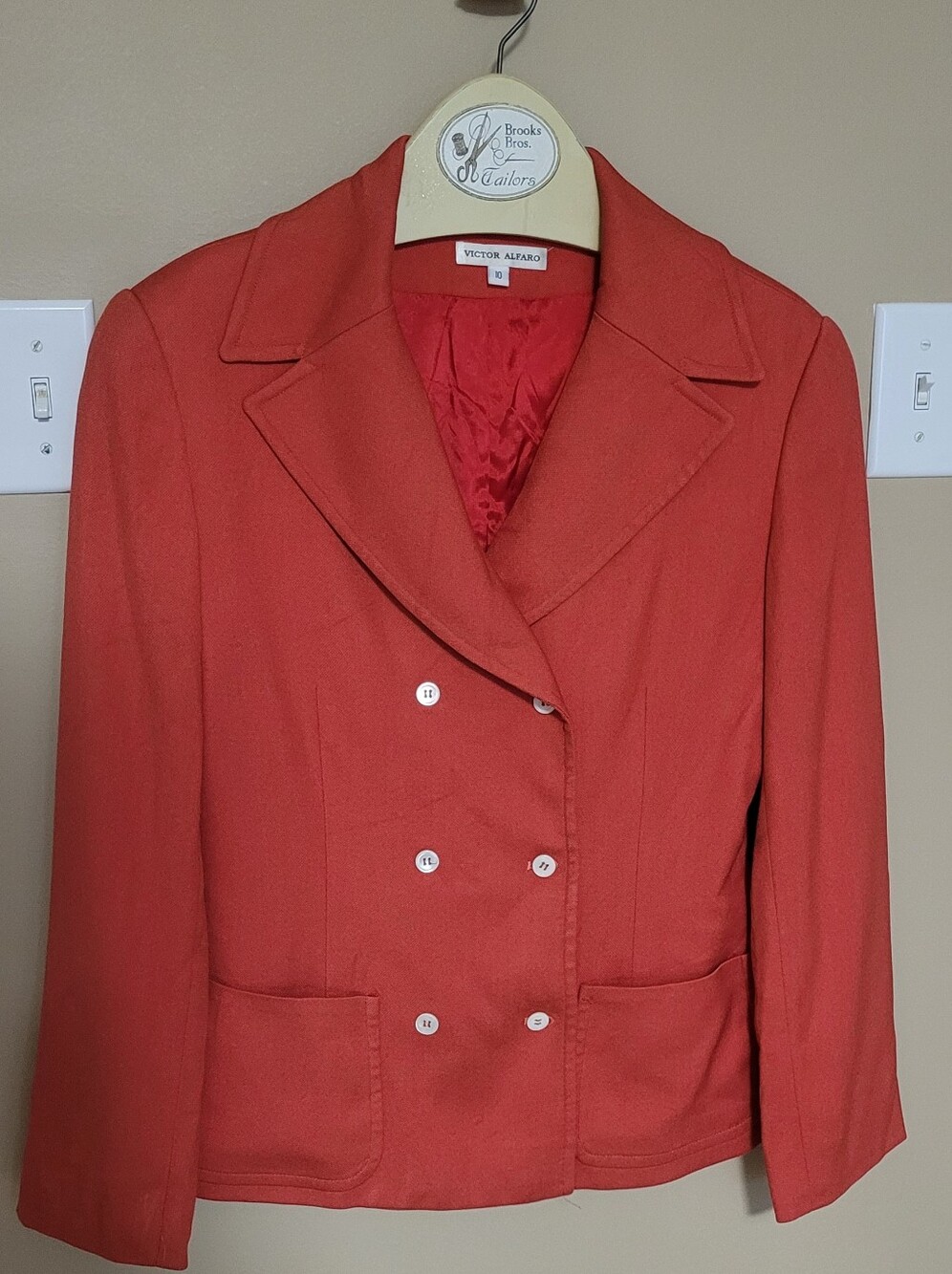 Victor Alfaro Red Double-Breasted Blazer Jacket